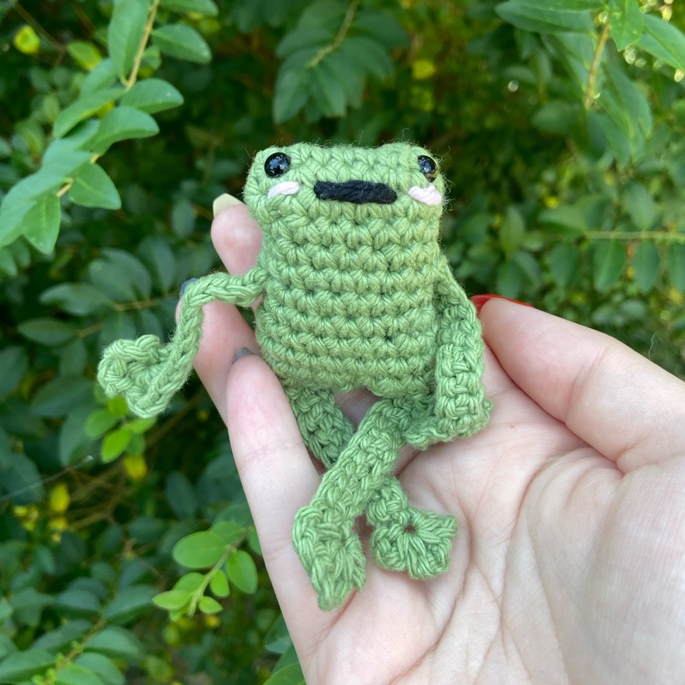 TWO Adorable Green FrogS handmade crochet Stuffed Animal